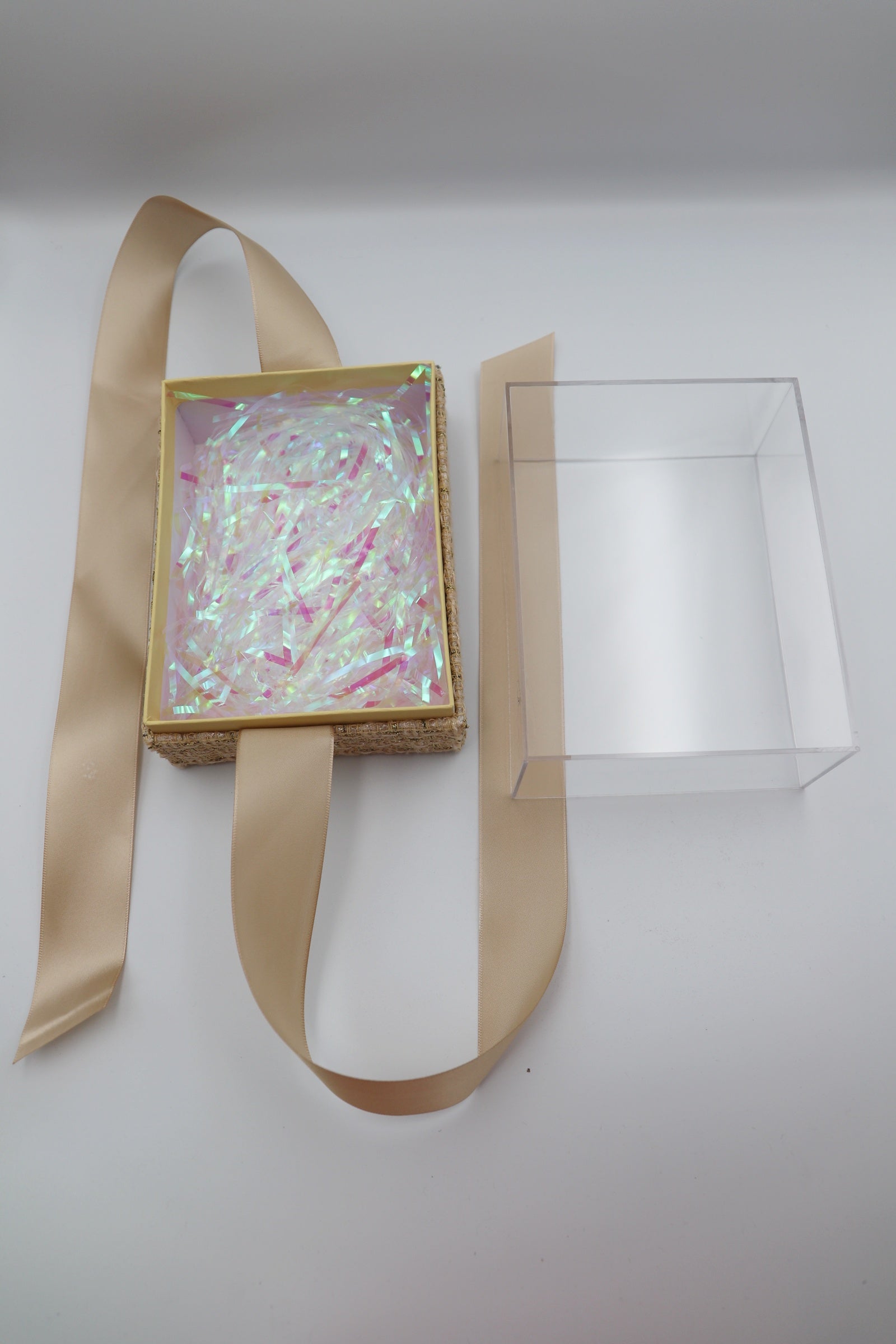Clear Gift Box with ribbons - 3 COLOR VARIANTS - Gift box