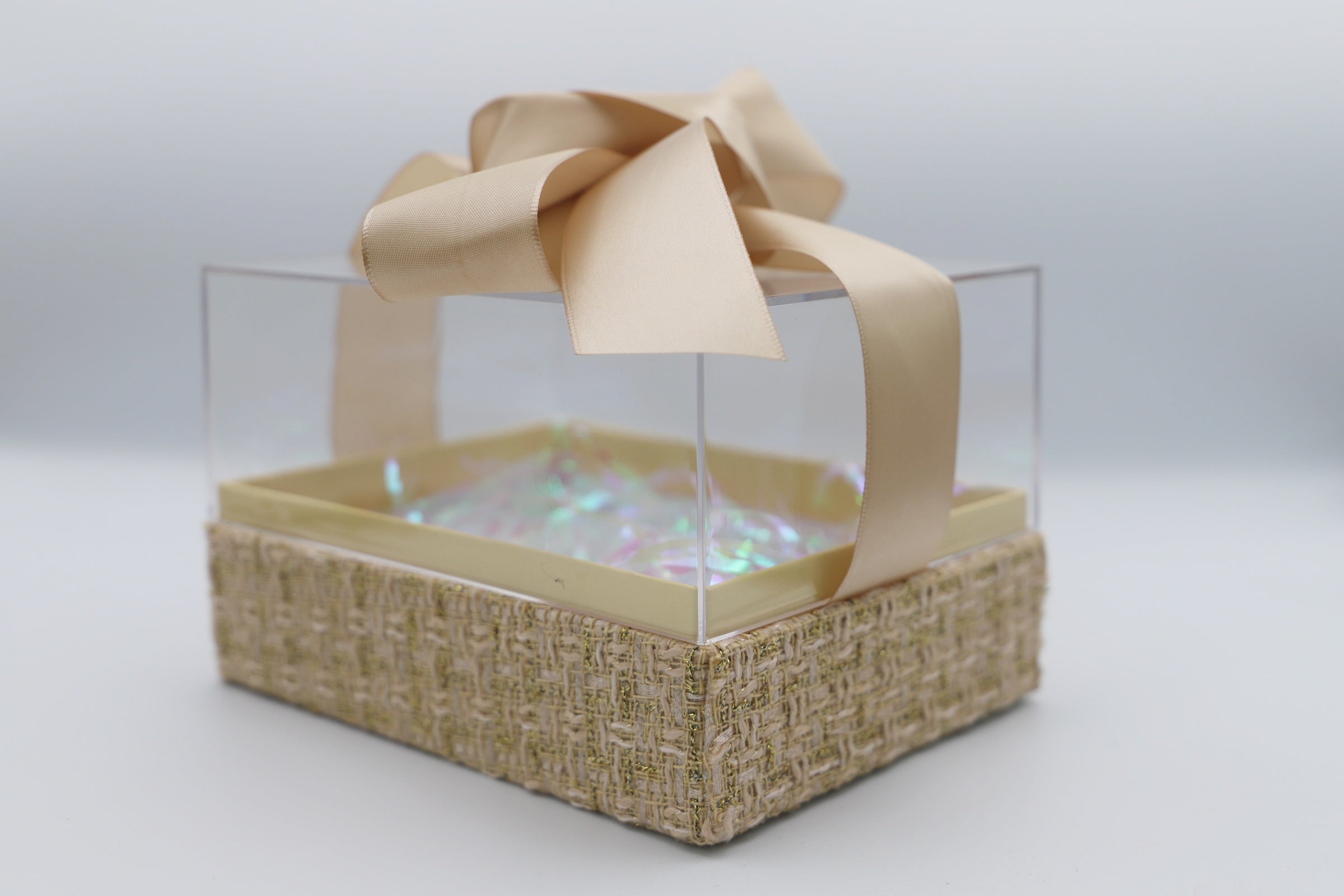 Clear Gift Box with ribbons - 3 COLOR VARIANTS - Beige - Gift box