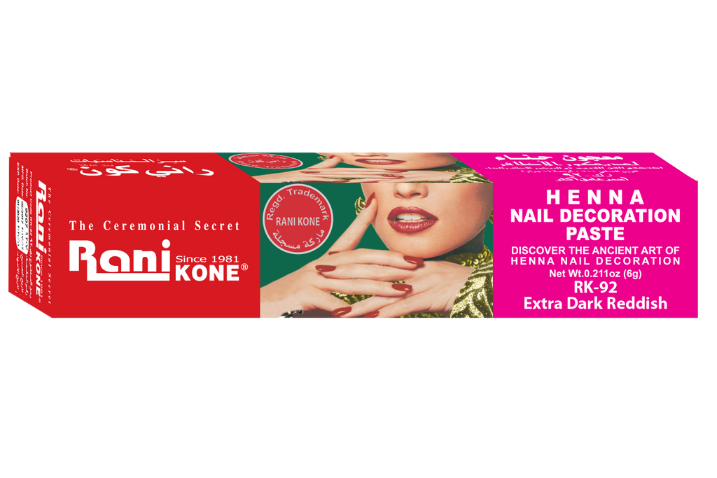 HENNA NAIL DECORATION PASTE - RaniKONE - 72g Extra Dark Reddish - Henna