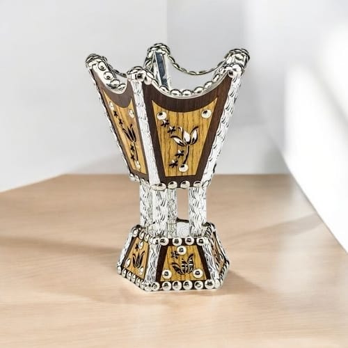 Medium Syrian Handmade Wooden Bakhoor Burner 19.5x13cm - Traditional Incense Burner - Incense Burner