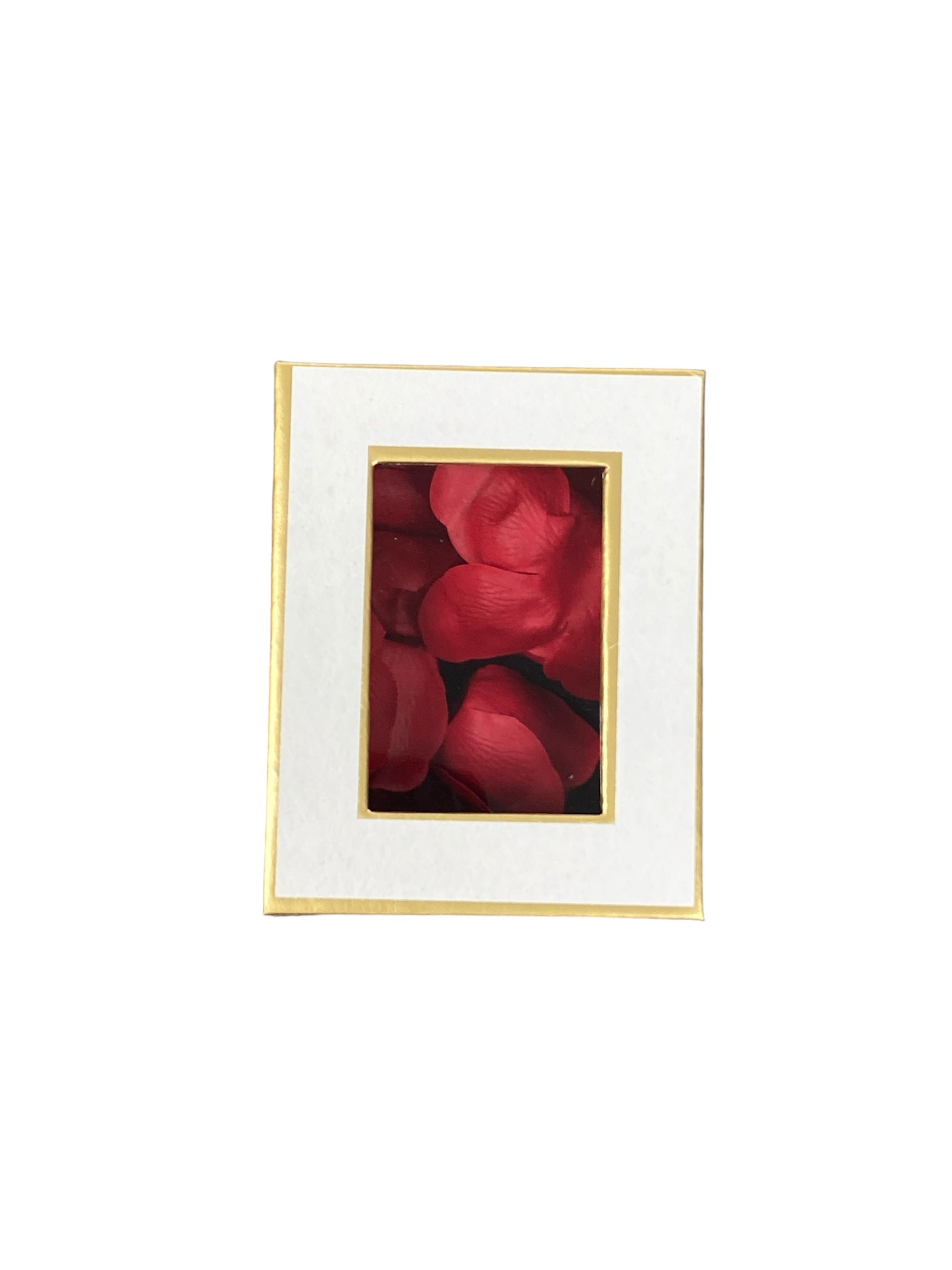 White gift box red petals