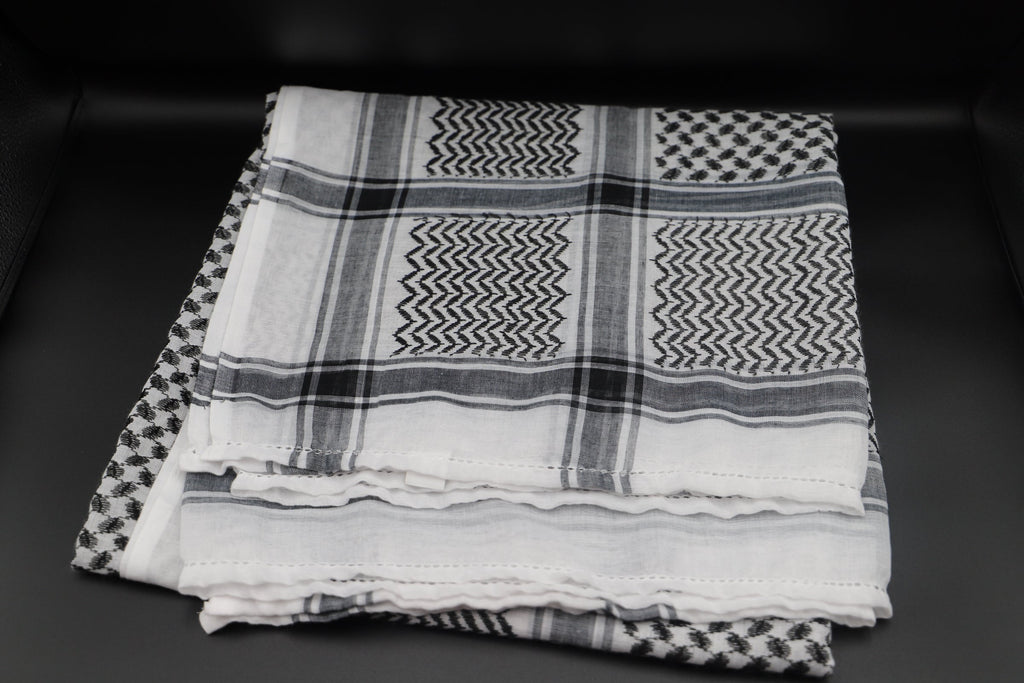 Traditional Arabian Men Scarves - (Keffiyeh) Palestinian style - Black and white - clothing