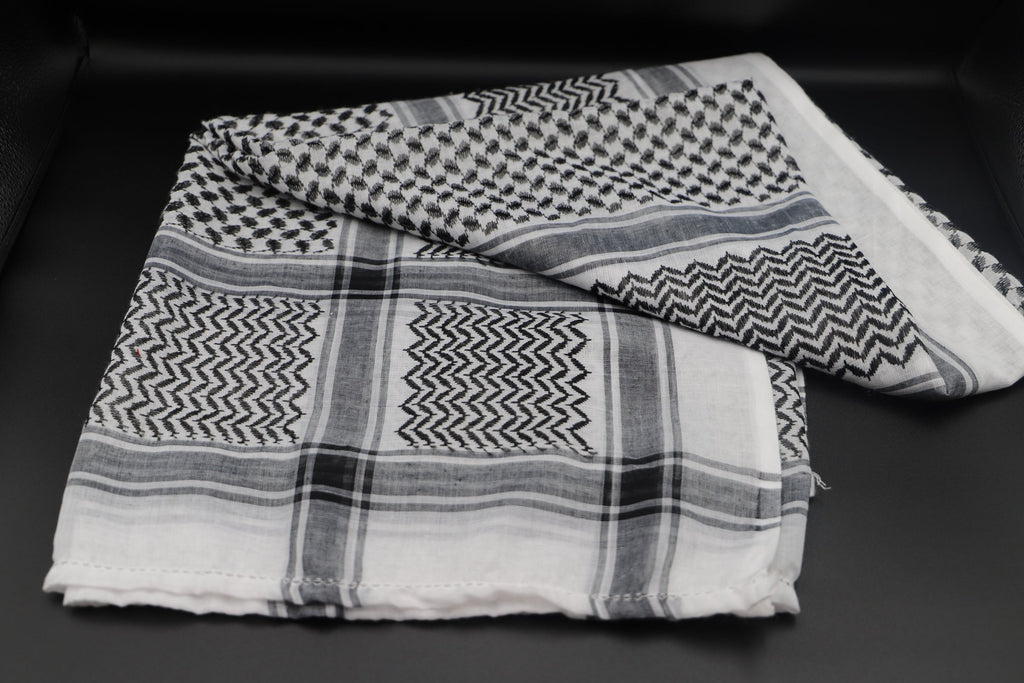 Traditional Arabian Men Scarves - (Keffiyeh) Palestinian style - Black and white - clothing